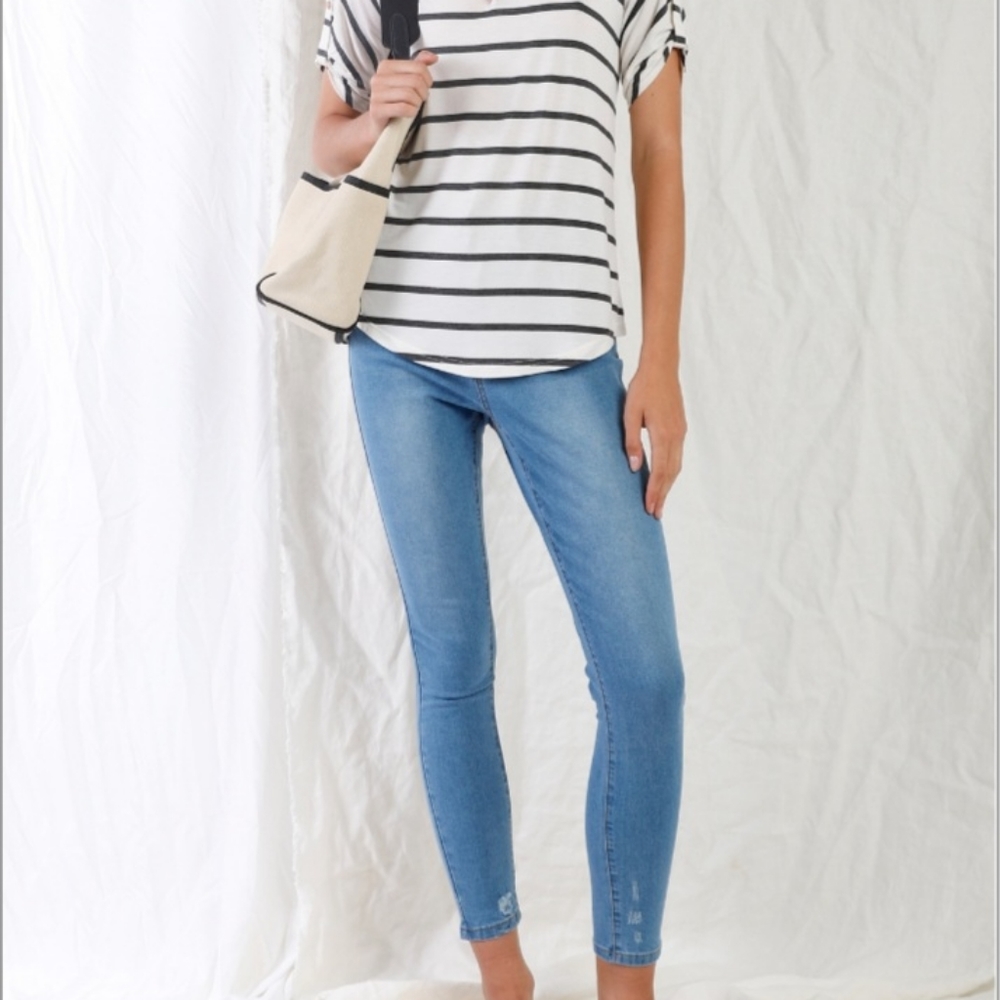 High-Waisted with Rips Skinny Denim Jeans